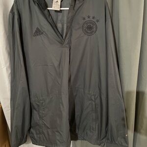 adidas Gray Pullover Windbreaker with Tonal Crest